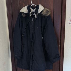Ellos Dark Blue Warm Winter Coat Size 28